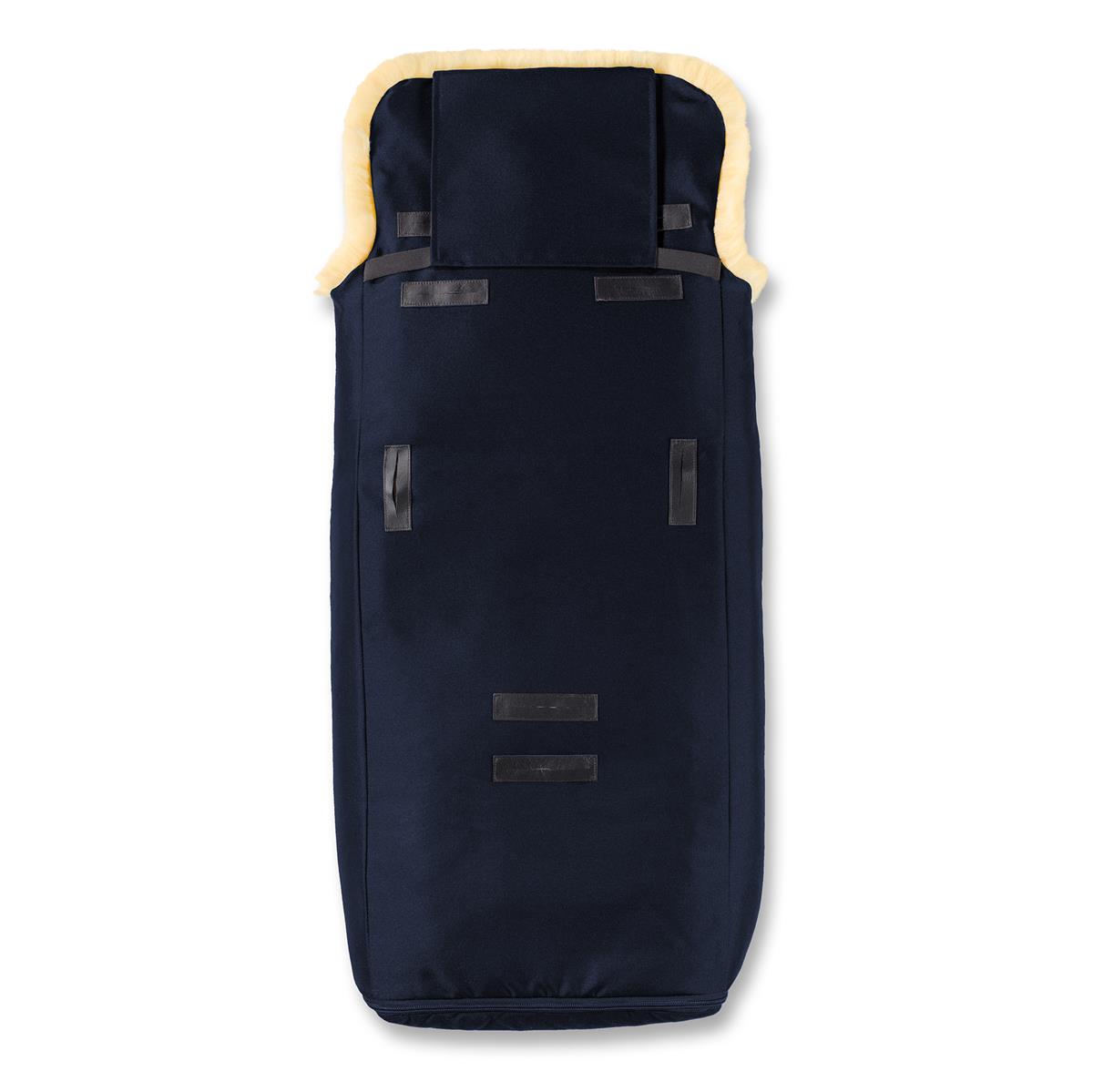 LUXUS Limited Edition - Neues Design für den Nostalgischen Lammfell Fußsack - Navy-blue